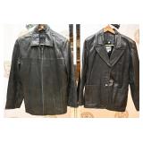 2 Black Leather Coats