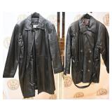 2 Vintage Black Leather Coats