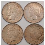 4 U.S. Silver Peace Dollars