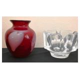 2 Pc Modern Art Glass