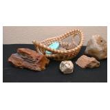 Grass Basket Of Rock Specimens