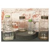 4 Vintage Glass Containers