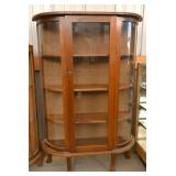 Curved Gass Oak China Cabinet