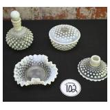 4Pc  Opalescent Hobnail