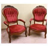 A Pair of Victorian-Style Balloon-Back Armchairs