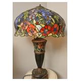 A Stained and Leaded Glass Table Lamp