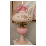 A Fenton Burmese-style Oil Lamp