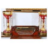 A Pair of Bohemian Art Glass Mantle Lusters