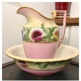An English Victorian Wash Bowl and Pitcher