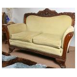 Art Nouveau Carved Walnut Settee