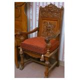 A Very Fine Carved Walnut Throne Chair