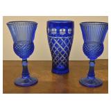 3 PC Blue Glass Group