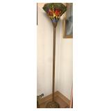 A Dragonfly Stained and Leaded Glass Torchiere