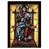 A Stained and Leaded Glass Panel of Christ