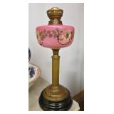 A Victorian Peachblow Oil Lamp