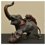 Bronzed Metal Elephant Grouping