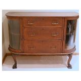 Antique Oak Curved Glass Buffet