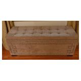 An Upholstered Storage Hassock And Shoe Rack