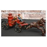 Cast Iron Fireman Pumper Wagon