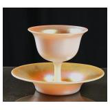 Stueben Gold Aurene Iridesent Sherbert Cup and Sau