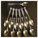 12 Sterling Silver Demitasse Spoons
