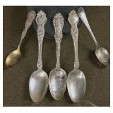 5 Sterling Tea & Souvenir Spoons