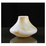 Squat Pulled-Feather Art Glass Bud Vase
