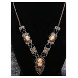 Vintage Filigree Cameo Necklace