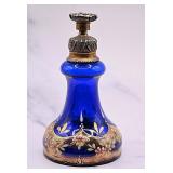 Vintage Bohemian Cobalt Blue Glass Perfume Bottle