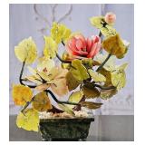 Vintage Chinese Gemstone Flower Bonsai Tree