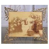 Brass and Wood Victorian Style Picture Frame