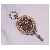 Antique 9K Gold Pocket Watch Key with Swivel Seal