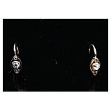 Victorian 18K Gold and 0.18ct Diamond Earrings