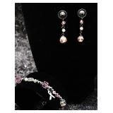 Breast Cancer Awareness Bracelet and Earrings