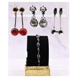Set of Three Clip On Earrings with Dainty Bracelet