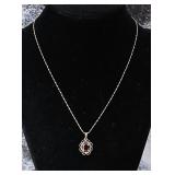 Antique 14K Yellow Gold and Garnet Lavalier Pendan