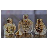 Set of Three Miniature Perfume Bottles with Funnel