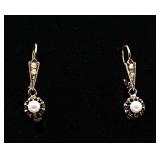 French Victorian 18K Gold Drop Pearl Earrings