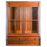 Large Antique Walnut Two-Door Bookcase