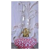 Pink Cased Glass Finger Oil Lamp