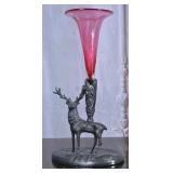 Vintage Stag Metal & Glass Bud Vase