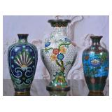 Set of Three Cloisonn© Enamel Vases