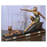 Art Deco Bronze Figure with Dog