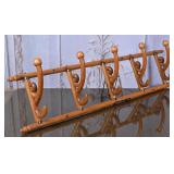 Vintage Oak Wall-Mount Coat Hook Rack