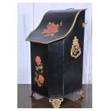 Vintage Hand-Painted Floral Coal Scuttle