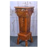 Ornate Carved Wood Pedestal Stand