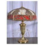 Arts & Crafts Slag Glass Bridge Lamp