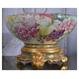 Hand-Painted Porcelain Grape Motif Bowl