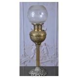 Antique Brass and Glass Oil Lamp