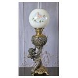 Antique Figural Cherub Oil Lamp